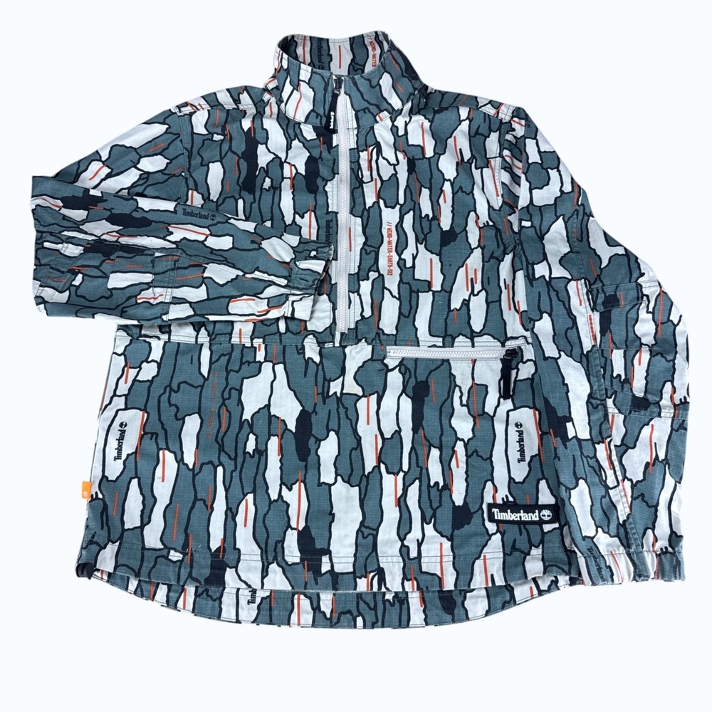 Timberland All Over Print Anorak Wind Water Earth Sky Men's Medium Tree Bark